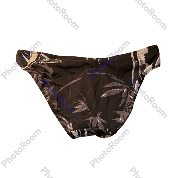 Black White Grey Leaf Print Bikini Tie Around the neck, Silver Plates for effect - Picture 10 of 10